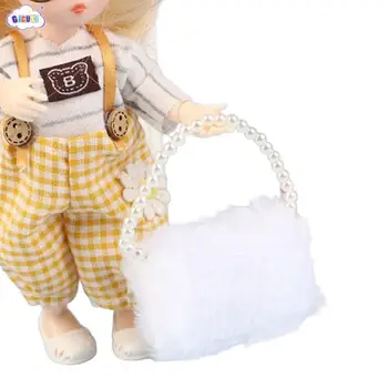 Bábika Mini Plyšové Taška Cez Rameno Simulácia Pearl Kabelka Model Pre 1/12 Doll Dress Up Príslušenstvo Domček Pre Bábiky, Dekorácie