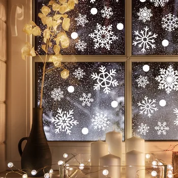 Vianočné Okno Obopína Statické Dekorácie Snow Flake Dvojité Bočné Nálepky Krytý Sviatok Vianočný Dekor pre Domáce