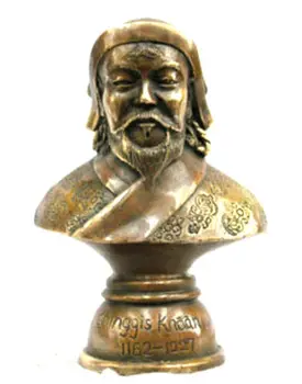 staré antické bronzové vynikajúce vyrezávané jedinečný Genghis Khan Poprsie Sochy