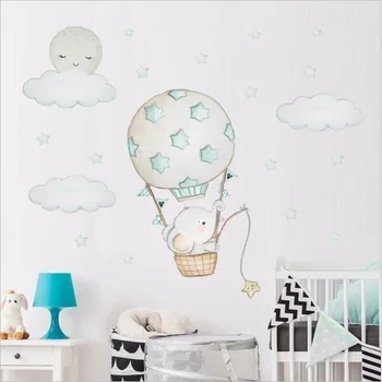 Cartoon Baby Slona Vzduchu Balón Samolepky na Stenu Pre Deti Izba nástenná maľba Stenu izba dekor