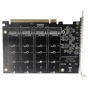4 Port NVMe do PCIE Karty Adaptéra M. 2 NVME do PCIe X16 Adaptér 4X32Gbps M Kľúč Pevný Disk Converter Reader Rozširujúca Karta
