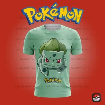 Pokémon Pikachu Bulbasaur T-shirt Anime Oblečenie Poksammon Roztomilý Essentials HD Vytlačené T-shirt Ležérne pánske Vysoko Kvalitné Y2k Top