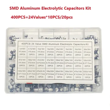 Hliníkové Elektrolytické Kondenzátory SMD Sortiment Auta 400Pcs 24Value SMD 1uF~1000uF 6.3 V-50 24Value s box