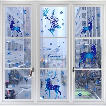 Vianočné Okenného Skla Nálepky Elk Snowflake Samolepky Na Stenu Vianočné Dekorácie Pre Domov Detská Izba Vianočné Nálepky Nový Rok