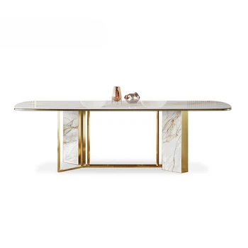 Dovezené Kameň Tanier Jedálenský Stôl Svetlý High-End Moderný Minimalistický Návrhár Talianskeho Minimalistický Jedálenský Stôl