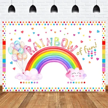 Rainbow Zábavy Fotografie Kulisu pre Photo Studio Rainbow Cloud Balóny Novorodenca Narodeniny Pozadí Fotenie
