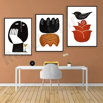 Suveníry, vtákov a ruže, Jaroslav Sůra, 1999, český návrhár, moderné abstraktné čiernej a bielej boho tlač obývacia izba plagát