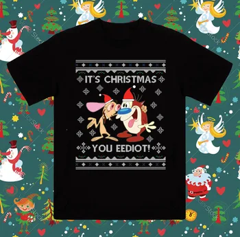 Ren A Stimpy Okolo Vianoc T-Shirt Bavlna Tee Všetkých Veľkostí YI1176