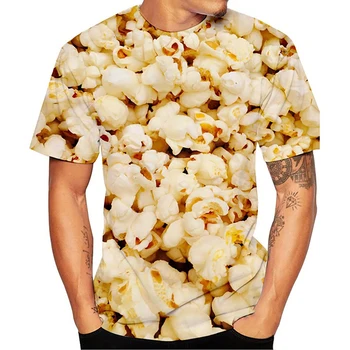 Vtipné Popcorn T-Shirts Potravín 3D Tlač Streetwear Muži Ženy Ležérne Módne Príliš Krátky Rukáv T Shirt Deti Tees Oblečenie, Topy