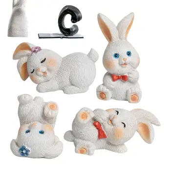 Veľkonočný Zajačik Socha 4pcs/Set Králik Veľkonočné Zajačiky Živice Ozdoby veľká noc Bunny Miniatúrne Ozdoby Králik Veľkonočný Zajačik Dekor