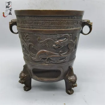 Staré Qing Dyansty medi čaj sporák dlho uhlíka sporák teplé víno sporák vody kachle krbové Socha,doprava Zdarma