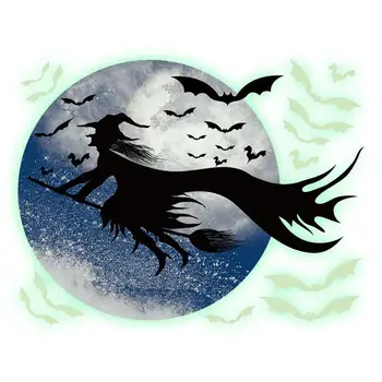 Halloween Okno Obopína Vymeniteľné Noctilucent Sklo Nálepky Horor Čarodejnice Bat Obtlačky Na Party Decor