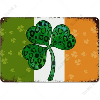 St. Patrick ' s Day Tému Írsko Šťastie, Ďatelina Vintage Kovové Prihlásiť Írsky Vlajky Domova Kovov Cín Prihláste sa pre Garáž Pub, Reštaurácia