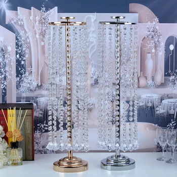 Crystal Akryl Vázy 61cm Svadobný Stôl Centerpieces Kovové Kvetinové Stojany Stojan Prípade Účastníka Cestnej Viesť Vianočné Dekorácie