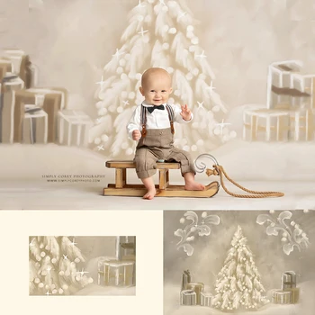 V Zime Zasnežené Leskom Vianočné Stromy Pozadia Deti Baby Photocall Portrétnej Fotografie Vianočná Vločka Lesa Pozadí