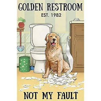 Zlaté Toalety Kovové Značky Izba Dekor Zlatý Retriever Nie je Moja Vina Kúpeľňa Garáž Stenu Decor Retro Doska na opasok 8x12 Cm