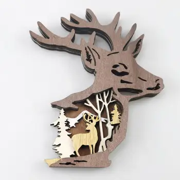 Drevo Jeleň Ornament Elk Tvar Ornament Drevené Jeleň Ornament Umelecké Vianočný Sob Rozprávky Socha pre Domova Displej