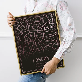 Svetová Turistická Mapa Mesta Umenie Plagátu, Londýn Neviazanej Kráľovstvo Scenérie Mieste Umenie Výtlačkov, Fluorescenčné Linky Originality Domáce Dekorácie