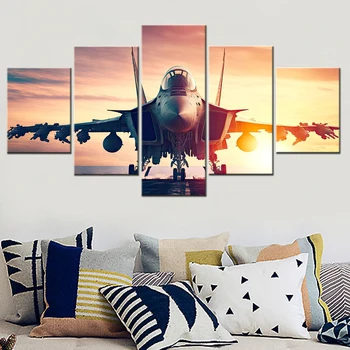 5 Kusov Domáce Dekorácie Plagát Maľovanie Jet Fighter Tapety, Interiérové Umelecké Diela Pre Obývacia Izba Modulárny Obrázok Tlače Rámec