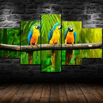 Papagáj Papagáje, Vtáky Prírody 5 Panel Plátno Obrázok Tlače na Stenu Umelecké Plátno na Maľovanie na Stenu Decor pre Obývacia Izba Plagát Nie Zarámované