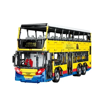 Nový Príchod Šťastný Stavať YC-QC015 1:15 double-decker bus model hračky kompatibilný so všetkými hlavnými značky legoing hračky pre deti
