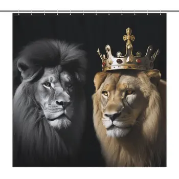 Majestátny Lev Kráľ, Kráľovná Sprchový Záves Afriky voľne Žijúcich Zvierat Vaňa Záclony Nepremokavé Kúpeľňa Decor Textílie 12pcs Háčiky