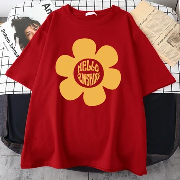 Dobrý Deň, Slniečko Veľký Žltý Kvet Ženské Tričká Módne Kolo Krku T-Shirt Ulici Letné Topy Vintage Harajuku Oblečenie Pre Ženy