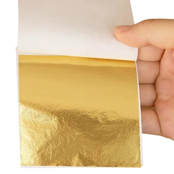 100ks Imitácia Zlata/Podiel/Medené Fólie Plavidlá Paper Art Leaf Listy Listy Fólie, Papier Gilding HOBBY Ručné Dizajn Dekor Papiera 8*8 cm