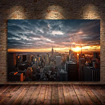 5D Diy Diamond Maľovanie New Yorku Sunset View Plátne, Obrazy Na Stenu, Umenie Manhattan Obrázky Domova