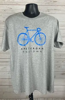 Amsterdam Biketown T-Shirt XL Dospelých Šedá Suvenír Cyklistické Tričko Pre Vlastníctve ST128