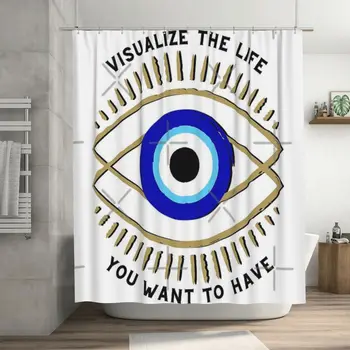 Predstaviť Život Chcete Mať Zlé Oko Sprchový Záves 72x72in S Háčikmi Osobné Vzor Kúpeľňa Decor