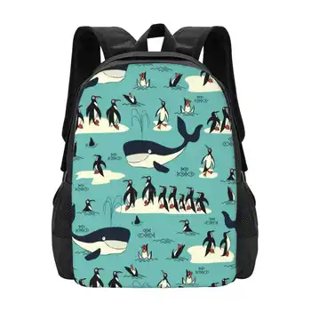 Veľryby , Tučniakov A Iných Priateľov Batoh Pre Študentov Školy Notebooku Cestovná Taška Zvieratá Veľrýb Tučniaky Ľadovca Arctic Sea