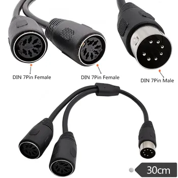 MIDI Kábel 7P DIN Konektor Samec na 2 Dual 7 DIN Samica SmartPhone AUX konektor pre Slúchadlá Stereo Jack Adaptér Y Splitter Predlžovací Kábel