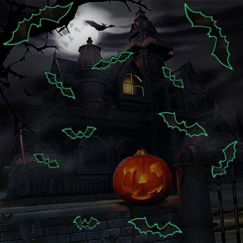 12pcs Halloween Svetielka v Tme Bat Nálepky 3D Bat Halloween Party DIY Dekor Halloween Party Strašidelné Decos Rekvizity Samolepky na Stenu