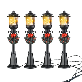 4 Ks Mini Vianočný Lampa Post Vlak Lampa Miniatúrne Pouličné Lampy, Dekoračné Osvetlenie Pre DIY domček pre bábiky Dediny Cesta