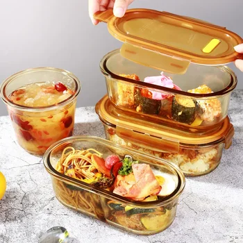 Sklo lunch box na mikrovlnná rúra môže byť vyhrievané špeciálne polievkové misy zapečatené čerstvé ovocie box s vekom lunch box