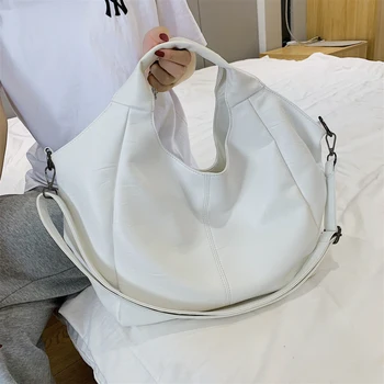 Veľký Biely Žien Hobos Tote Bag Veľkú Kapacitu, Kabelky Luxusná Kožená Taška cez Rameno Nové Ženské Jedinečný Shopper Messenger Bag Vak