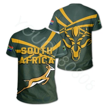 Africkej Zóny T-Shirt Etnické Kmeňové Štýl Lete Tlač pánske T-Shirt Južnej Afriky Springbok - Rugby Fanúšikov okolo Krku T-Shirt