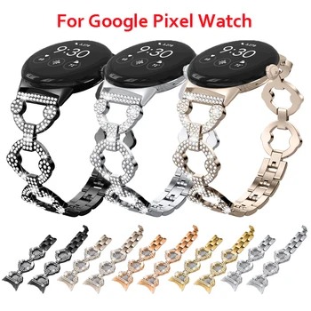 Diamond Kovový Remienok Na Google Pixel Sledovať 2 1 Ženy Šperky Bling Náramok z Nerezovej Ocele Watchband pre Pixel Sledovať Accessorie