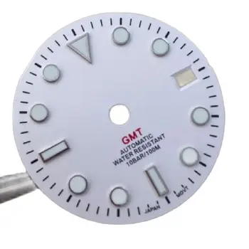 Sunburst Dial NH34 GMT Na potápačské hodinky Zelený svetelný dial 29mm pre NH34 sledovať pohyb MOD príslušenstvo