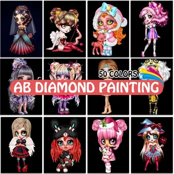5D Diamond Maľovanie Princess Komiksu, Anime Dievča AB Elfovia Anjel Auta DIY Plný Vŕtačky Mozaiky Výšivky Cross Stitch Domova