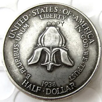 USA 1938 New Rochelle Pol Dolára Strieborné Pozlátené Kópiu Mince