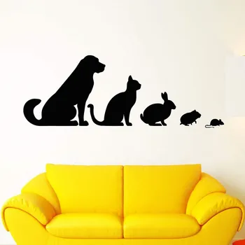 Vinyl na stenu nášivka veterinárnej klinike zvierat, pet, pes, mačka, králik škrečkov, nálepky, pet dom zoo dekorácie na stenu-nálepky CWY07