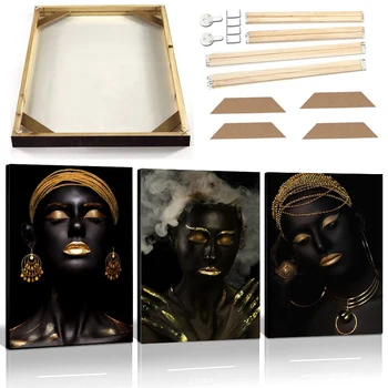 Black Gold Žena Plátno Umenie, Maľovanie Rám Afriky Luxusné Plagát Výtlačkov Tlač Abstraktný Obrázok na Stenu Obraz Domova