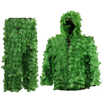 Vonkajšie 3D Zelenej Listovej Kamufláž Sniper Jungle Lesné Ghillie Suit s Kapucňou Geely Oblečenie pre Wildlife Fotografovanie Birdwatching