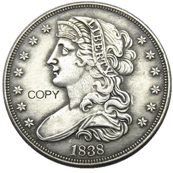 USA 1838 Slobody Čelí Ľavej Polovici Dolár Vzory Strieborné Pozlátené Kópiu Mince