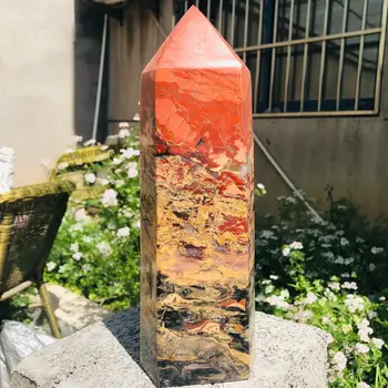 Prírodné Červený Jaspis Quartz Obelisk Crystal Veže Prútik Bod Reiki Liečenie