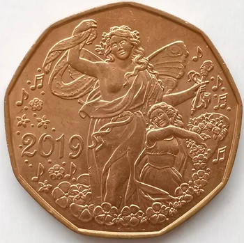 Rakúsko 2019 5 Euro Pamätné Mince Bohyne Hudobného Života, Zábavné 28.5 mm 8.9 G