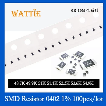 SMD Rezistora 0402 1% 48.7 K 49.9 K 51K 51.1 K 52.3 K 53.6 K 54.9 K 100KS/veľa čip odpory 1/16W 1.0 mm*0,5 mm