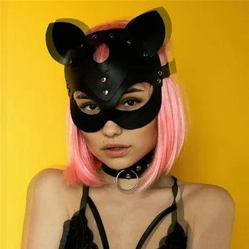 Gotická Ženy Kožené Mačka Maska Nastaviteľné Polovicu Tváre, Maska Na Karneval, Halloween Kostým Súťaž: Cosplay Príslušenstvo Loptu Strany Masky